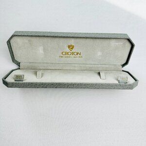 Vintage Croton Jewelry Hardcase Empty Case Gray Presentation Box‎ Inside Velvet